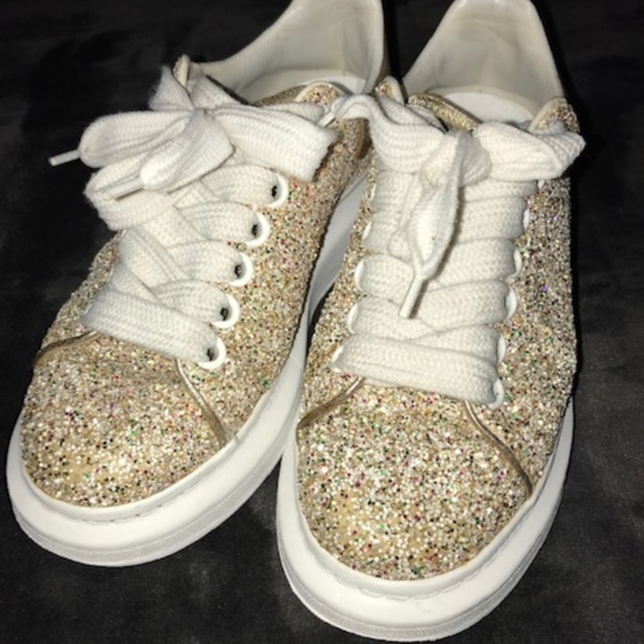 alexander mcqueen gold glitter trainers